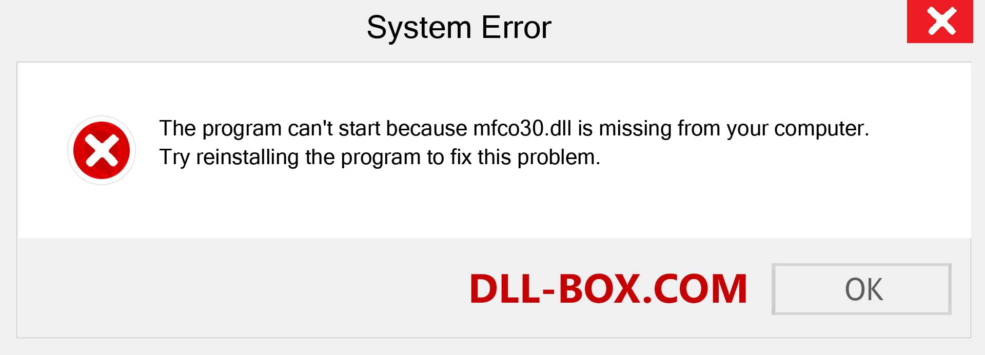  mfco30.dll file is missing?. Download for Windows 7, 8, 10 - Fix  mfco30 dll Missing Error on Windows, photos, images